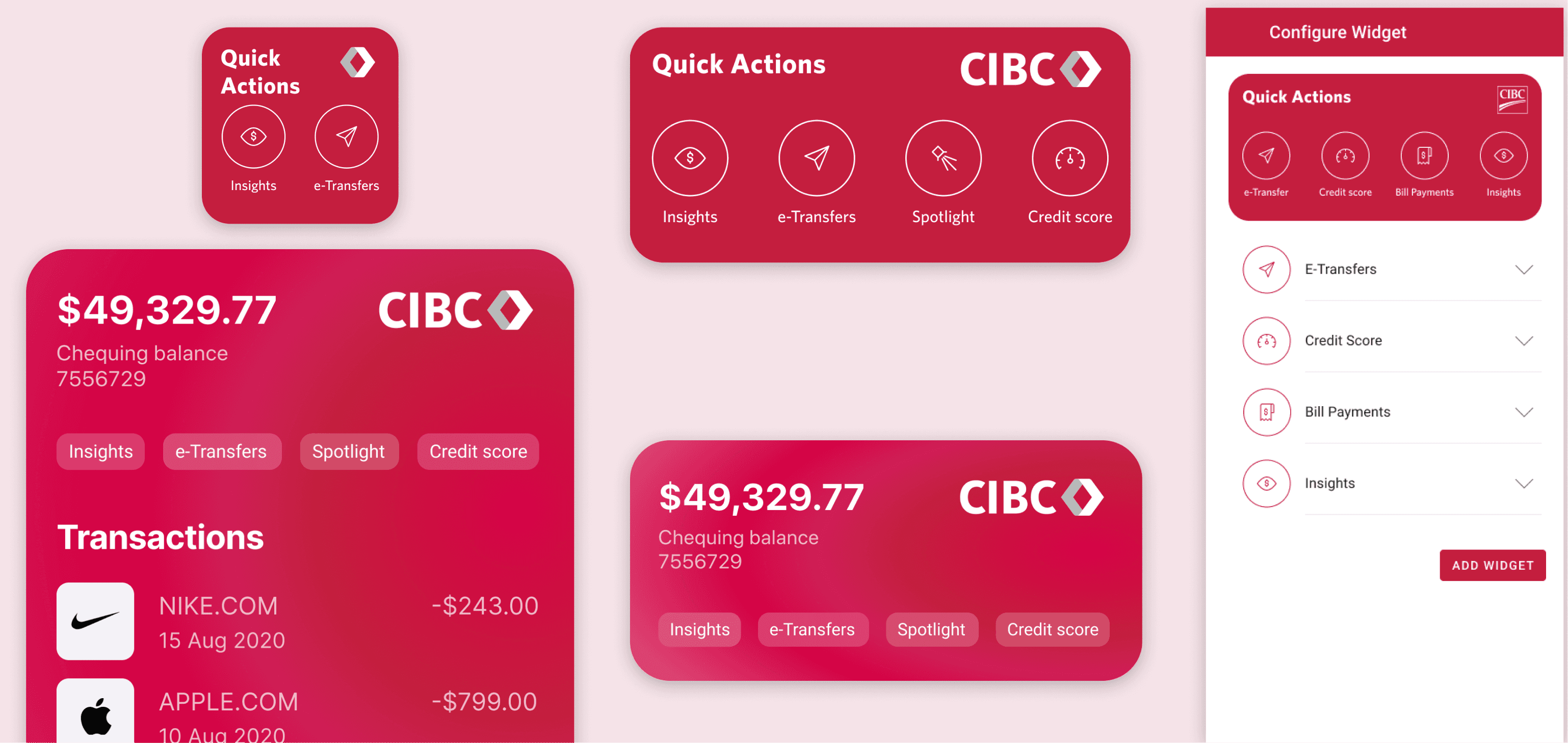 Mobile Banking Widgets, CIBC