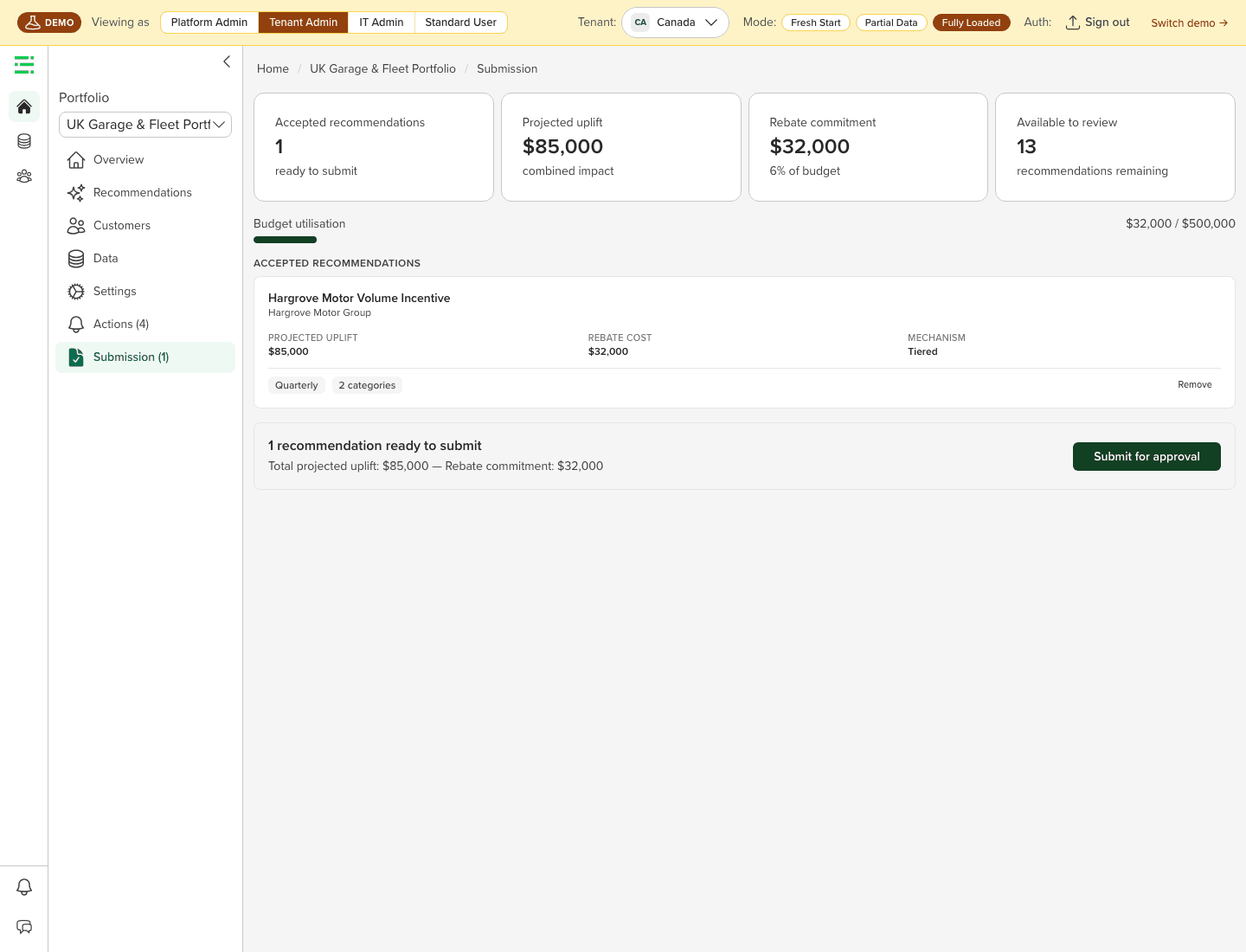 Approval workflow package page